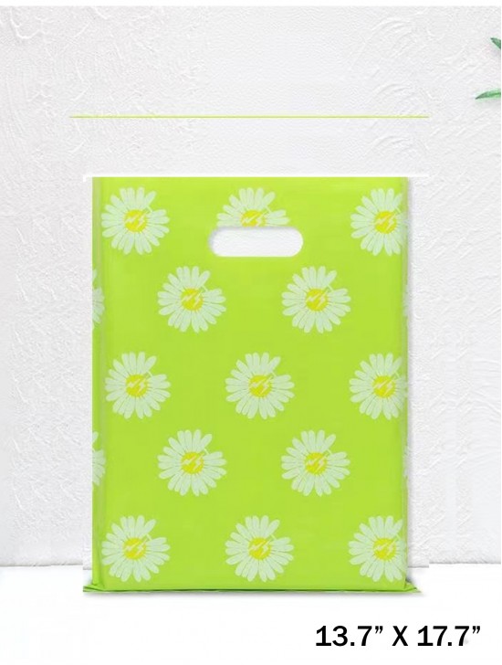 Green Daisy Print Gift Bags (50 Pcs)